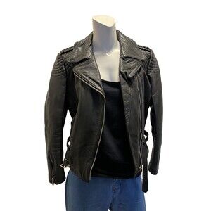 HARLEY DAVIDSON HEIN GERICKE Women's Vtg 80s Black Leather Motorcycle Jacket Sm